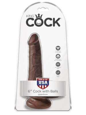 king cock 6 inch cock with balls brown