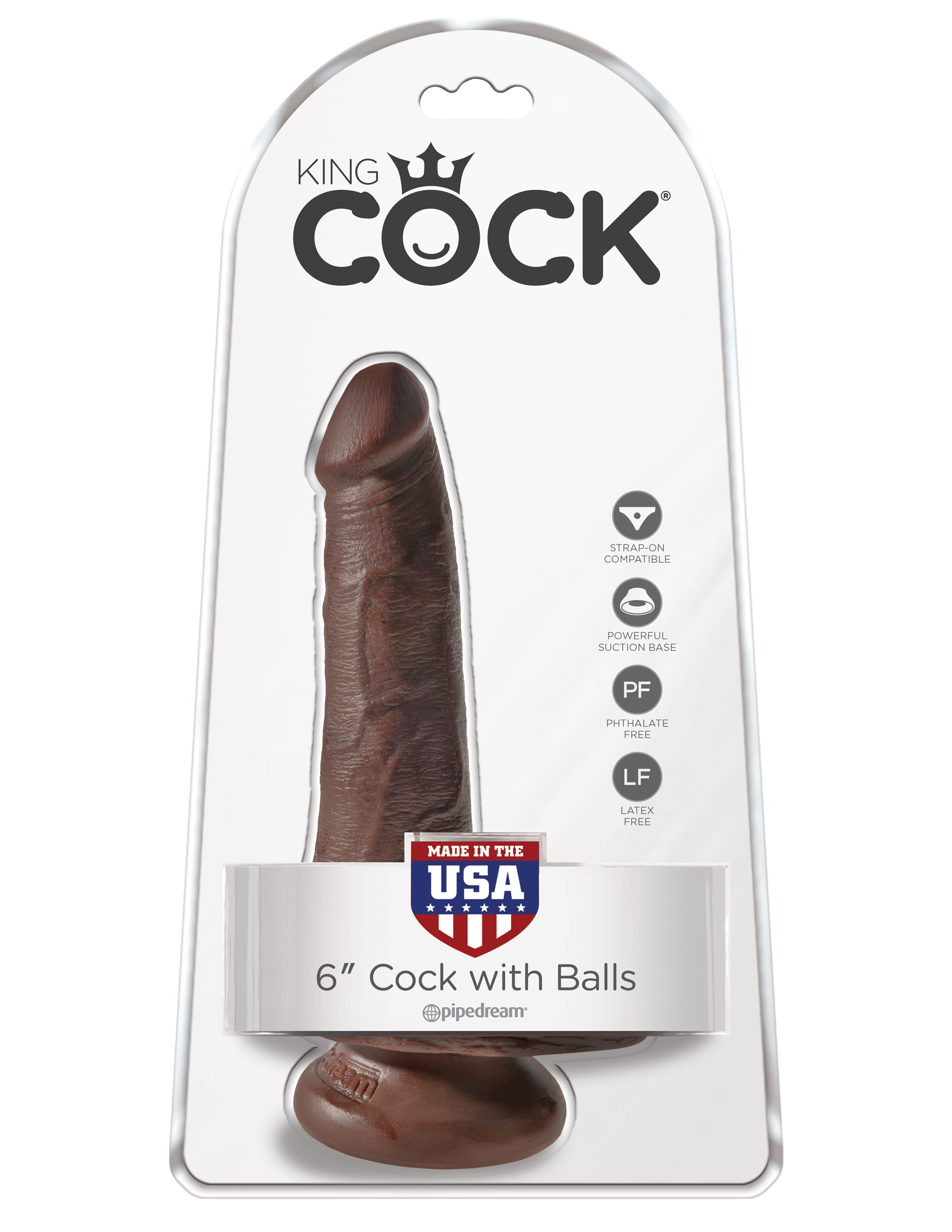 king cock 6 inch cock with balls brown