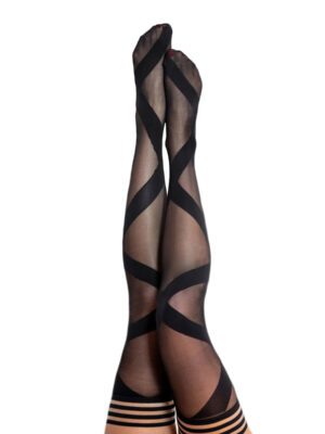 jackie semi sheer thigh high size a black