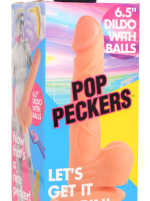 pop pecker 6.5 inch dildo with balls light pop pecker 6.5 inch dildo with balls light