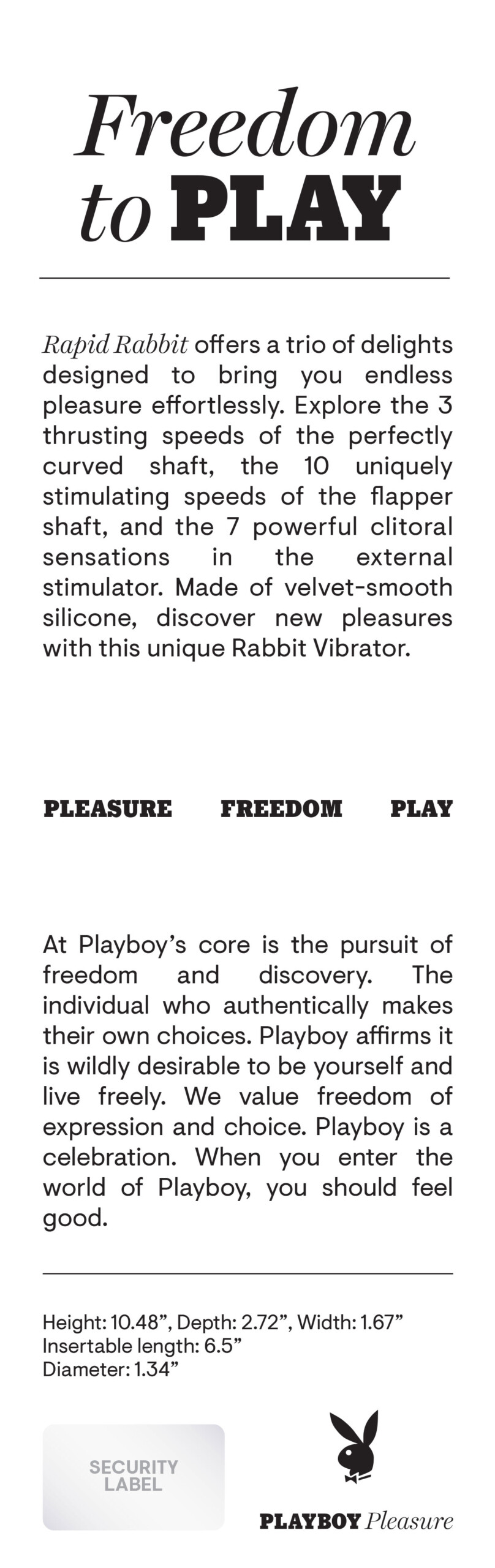 playboy pleasure rapid rabbit vibrator black