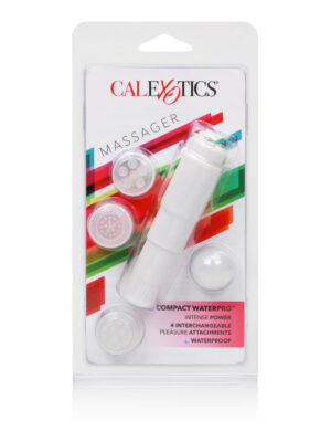 compact waterproof personal travel massager with 4 tips white