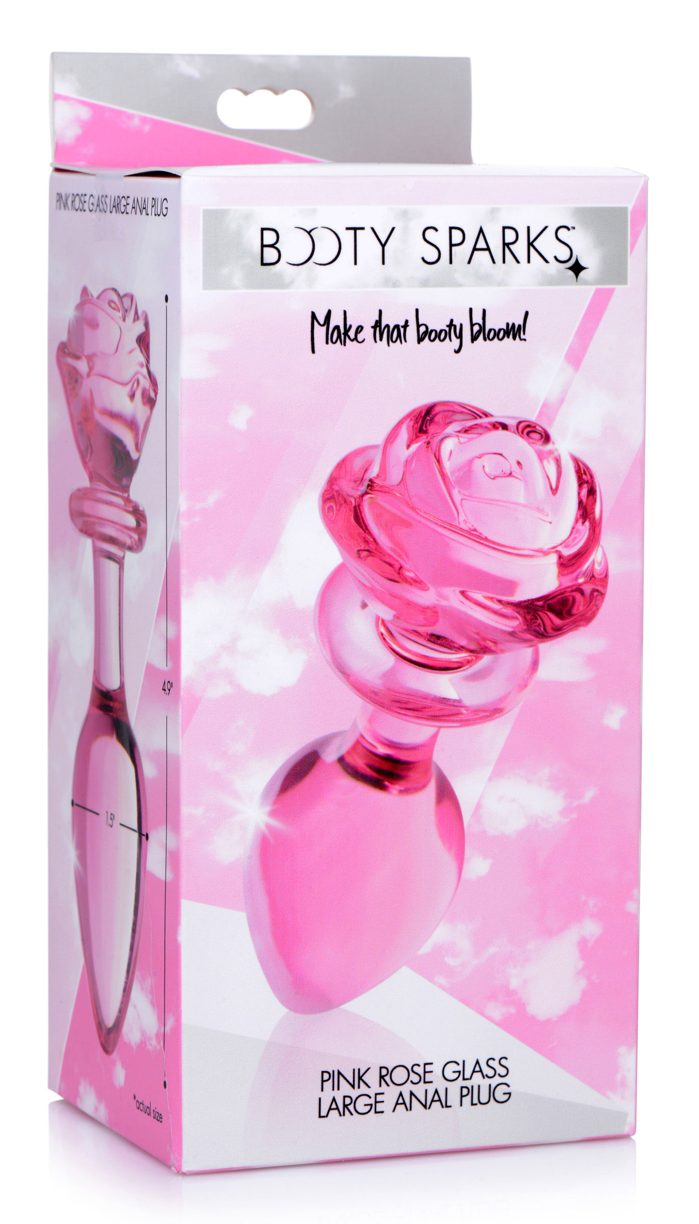 pink rose glass anal plug large pink rose glass anal plug large