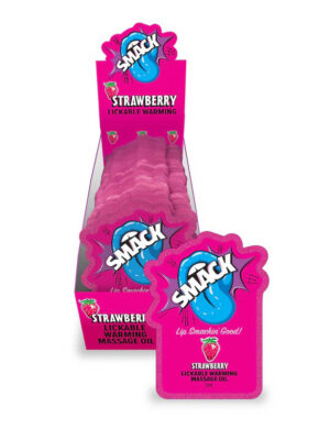 smack lickable massage oil, 3ml pouch display 36pc strawberry