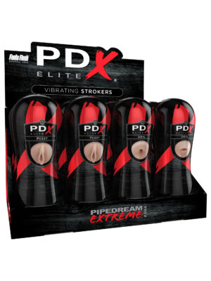 pdx elite vibrating pussy mouth ass stroker display of 12