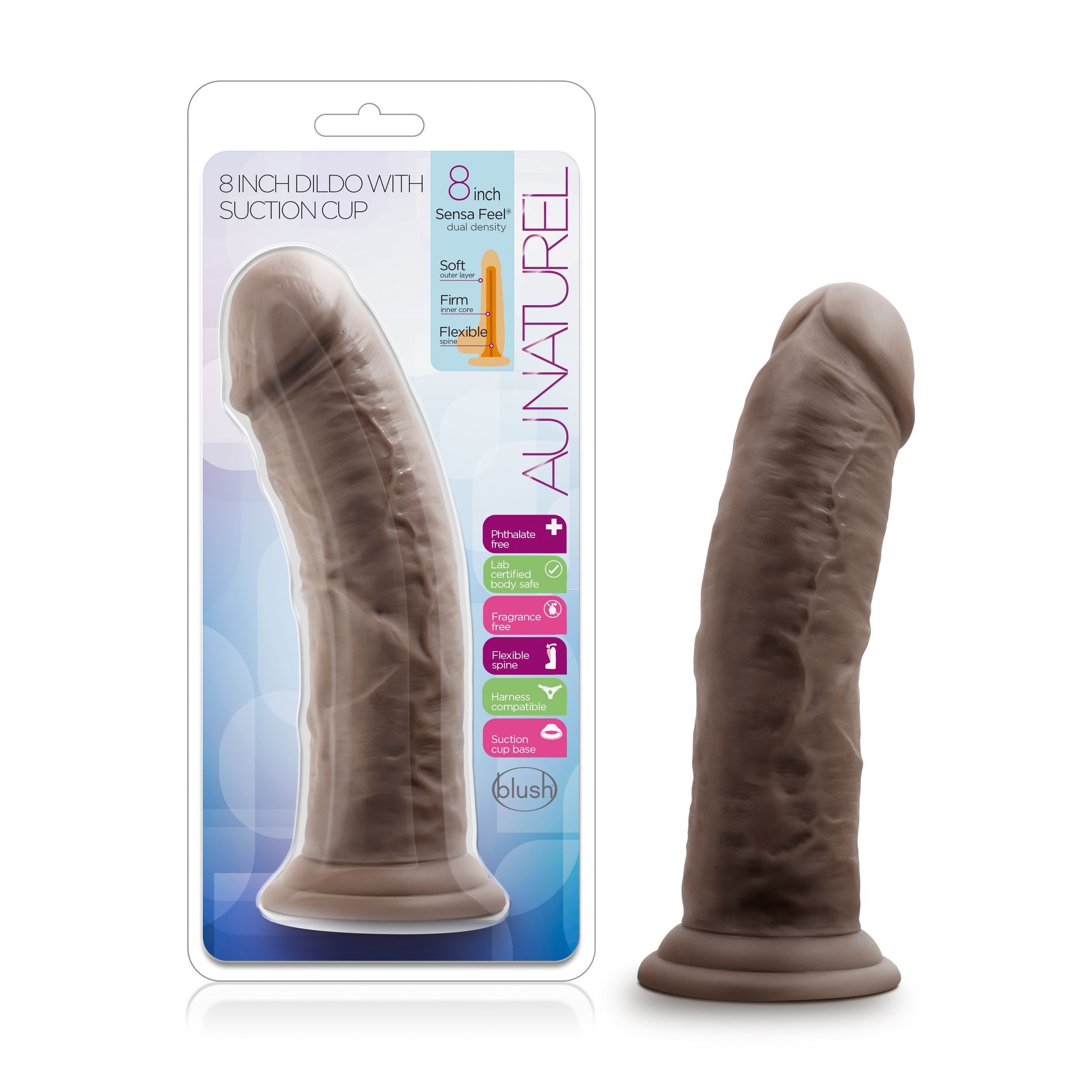 au naturel 8 inch dildo with suction cup chocolate au naturel 8 inch dildo with suction cup chocolate
