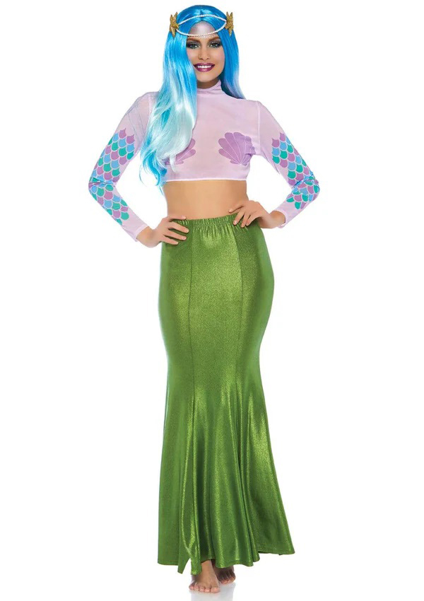 shimmer spandex mermaid costume maxi skirt small medium green shimmer spandex mermaid costume maxi skirt small medium green