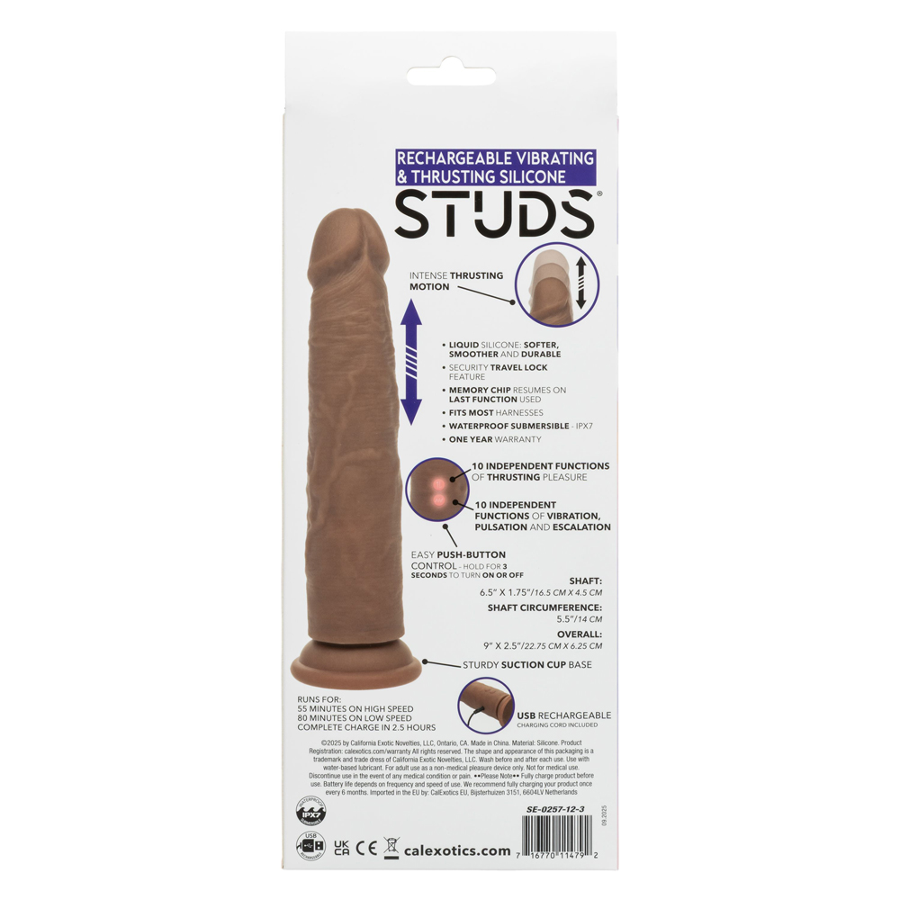 rechargeable vibrating and thrusting silicone studs brown rechargeable vibrating and thrusting silicone studs brown