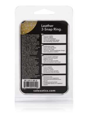 leather black 3 snap ring