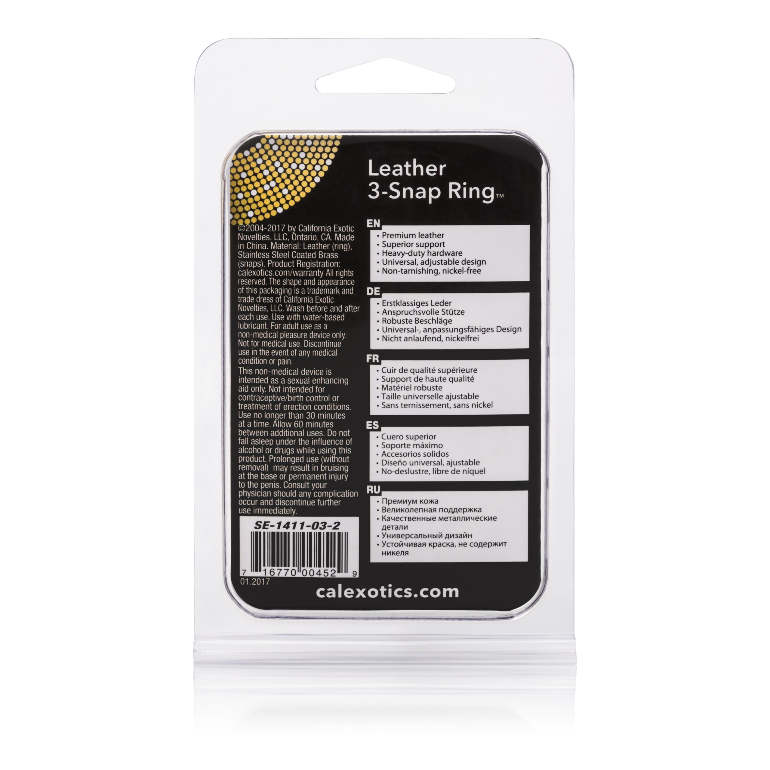 leather black 3 snap ring