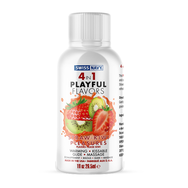 swiss navy 4 in 1 playful flavors strawberry kiwi pleasures 1 fl. oz.