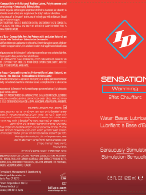 id sensation warming water based lubricant 8.5 oz