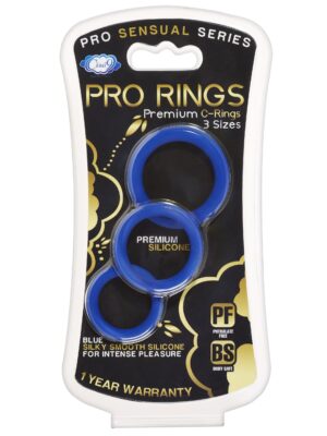 pro sensual silicone cock ring 3 pack blue