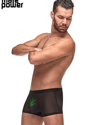 private screening pot leaf pouch short black