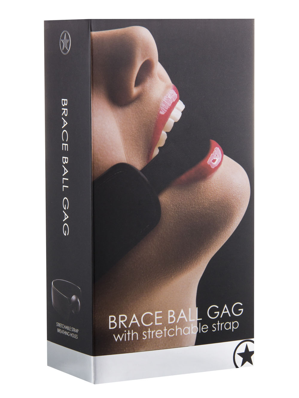brace ball gag w / stretchable strap black brace ball gag w / stretchable strap black