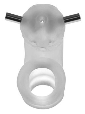 airlock electro air lite vented chastity with two 4mm contacts clear ice