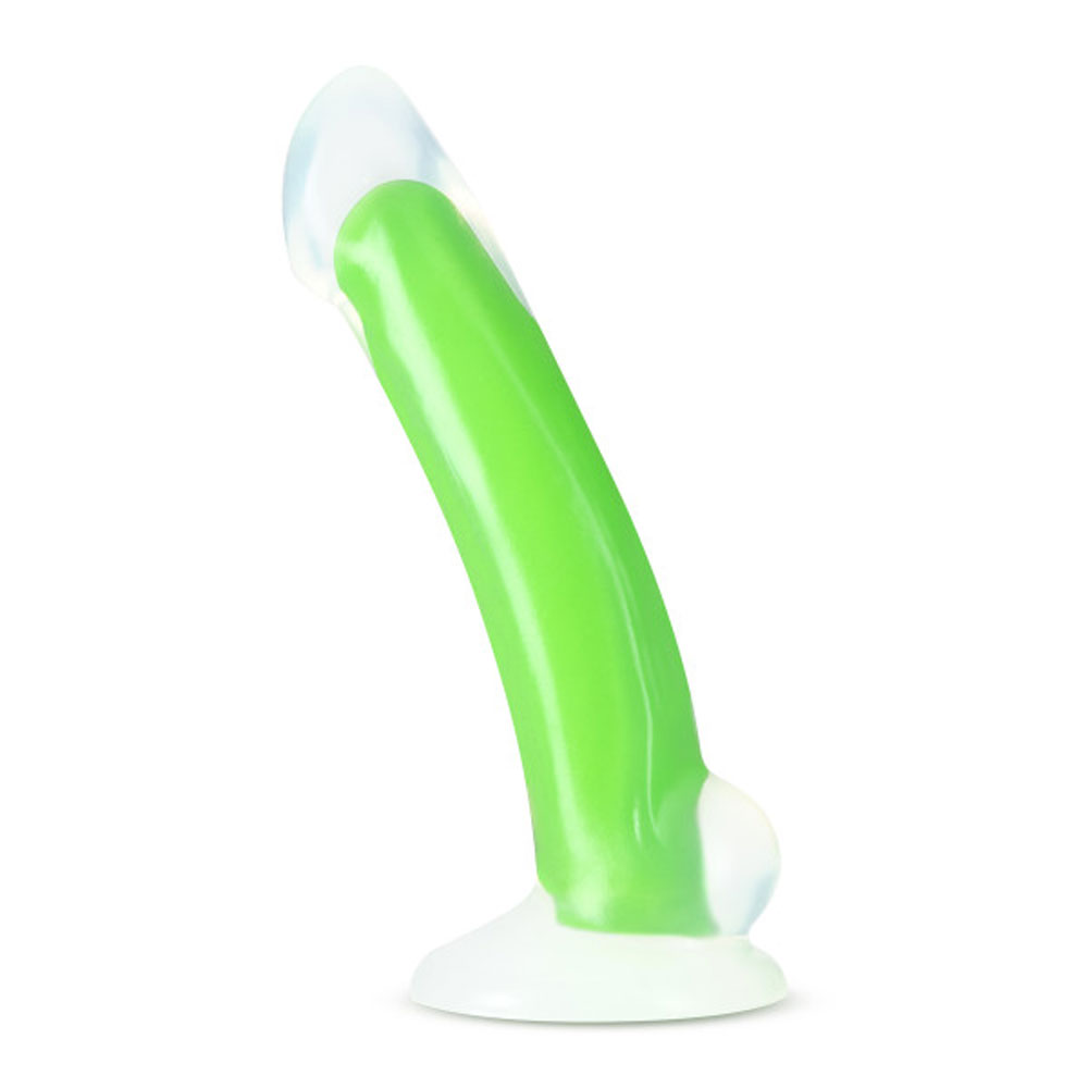 neo elite glow in the dark omnia 7 inch silicone dual density dildo neon green