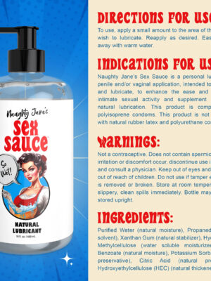 naughty jane's sex sauce natural lubricant 16oz