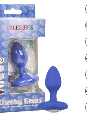 cheeky gems medium rechargeable vibrating probe blue