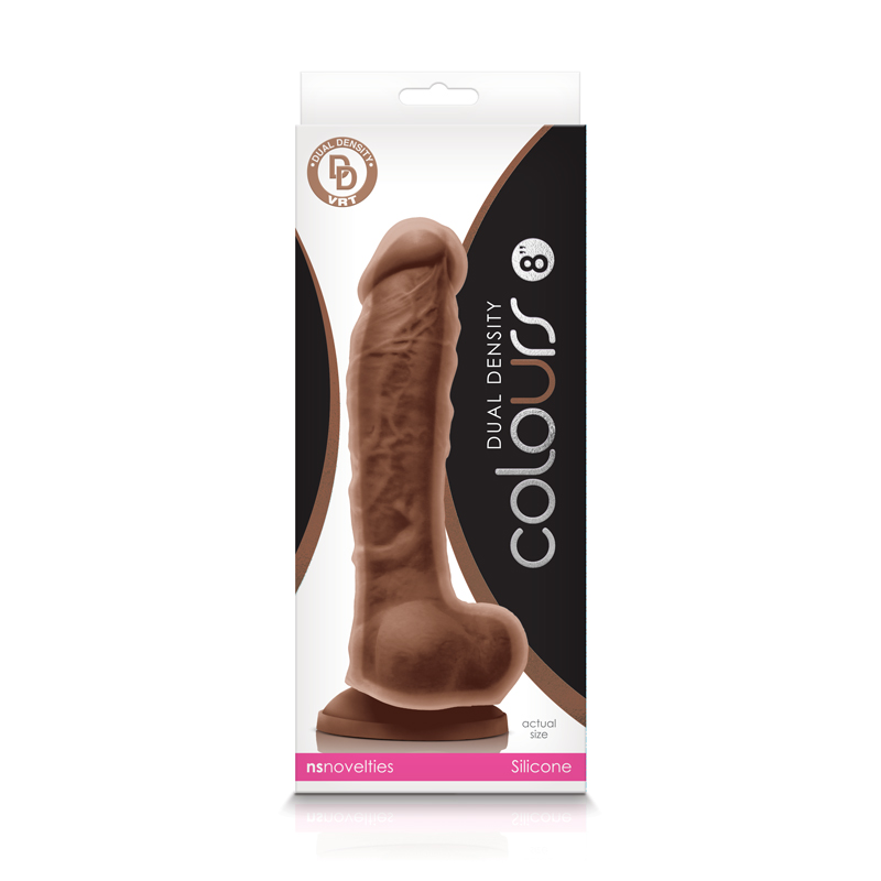 colours dual density 8 inch dildo brown