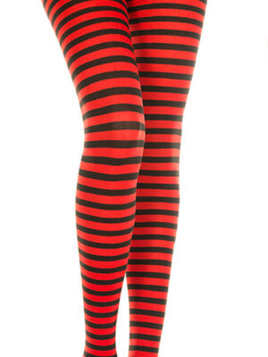 striped tights one size black/red