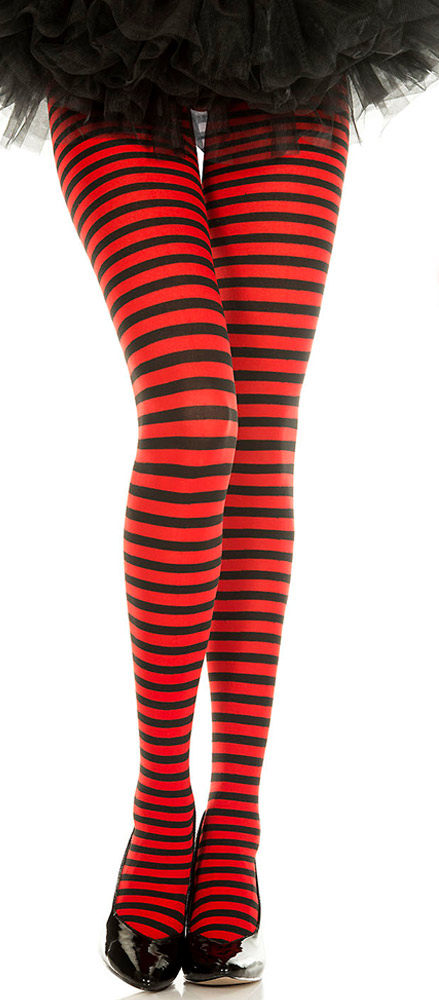 striped tights one size black/red