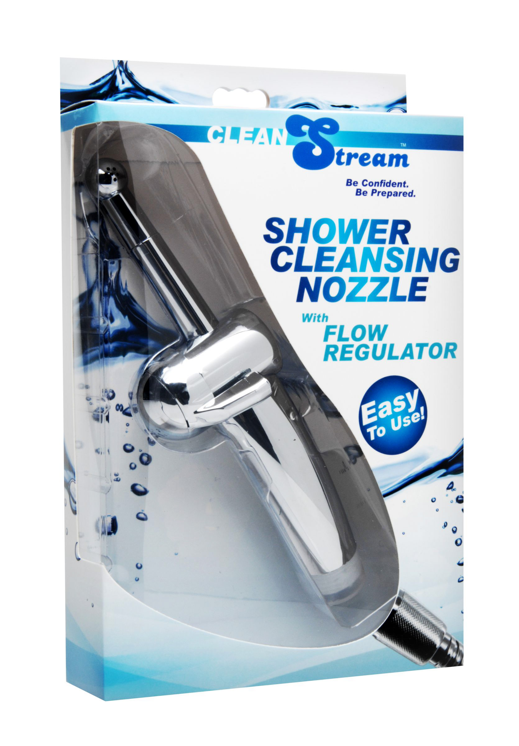 shower cleaning nozzle with flow regulator