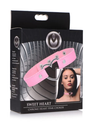 dark heart chrome heart choker pink