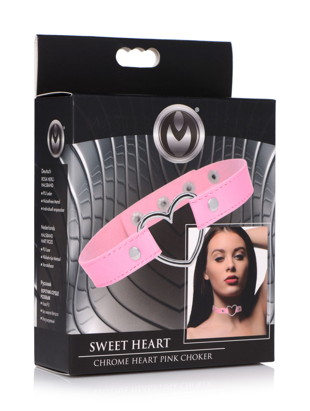 dark heart chrome heart choker pink