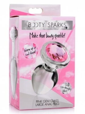 pink gem glass anal plug large