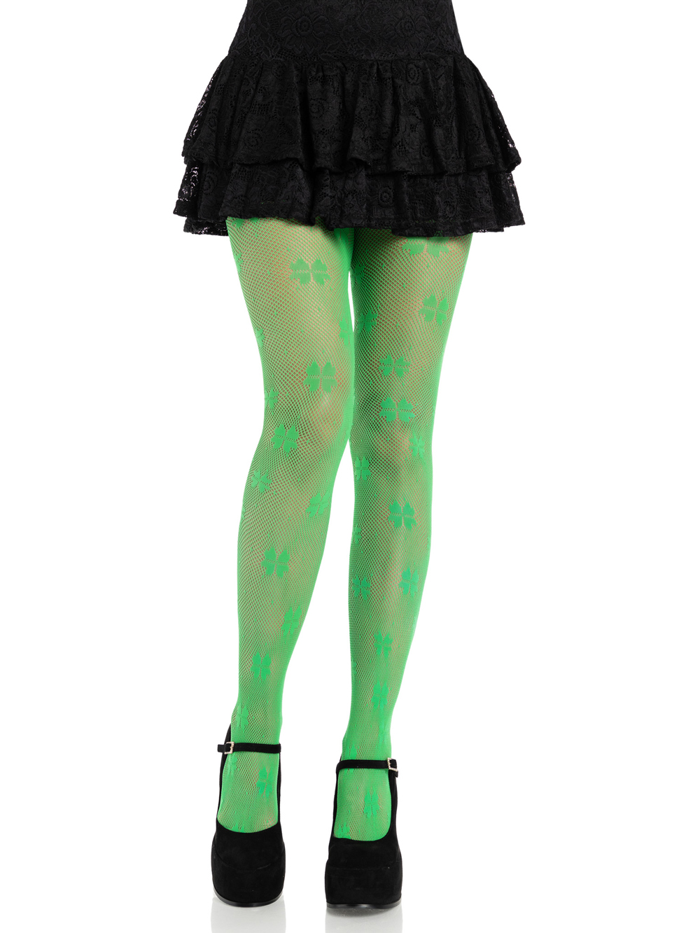 clover net tights os green