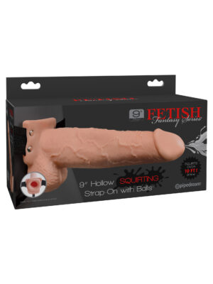 fetish fantasy series 9 inch hollow squirting strap on with balls flesh fetish fantasy series 9 inch hollow squirting strap on with balls flesh