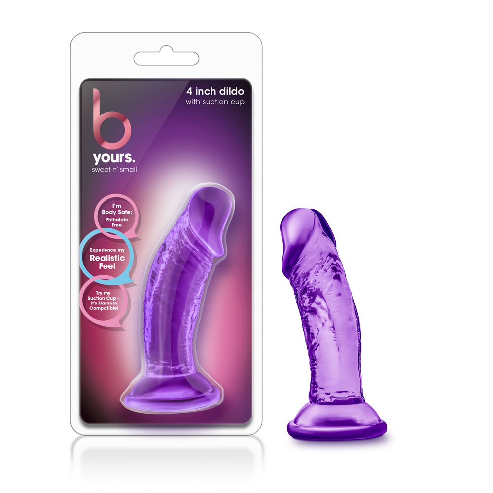 b yours sweet n' small 4 inch dildo with suction cup purple