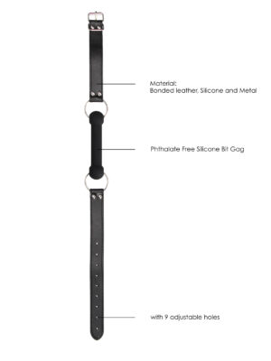 silicone bit gag with adjustable bonded leather straps black