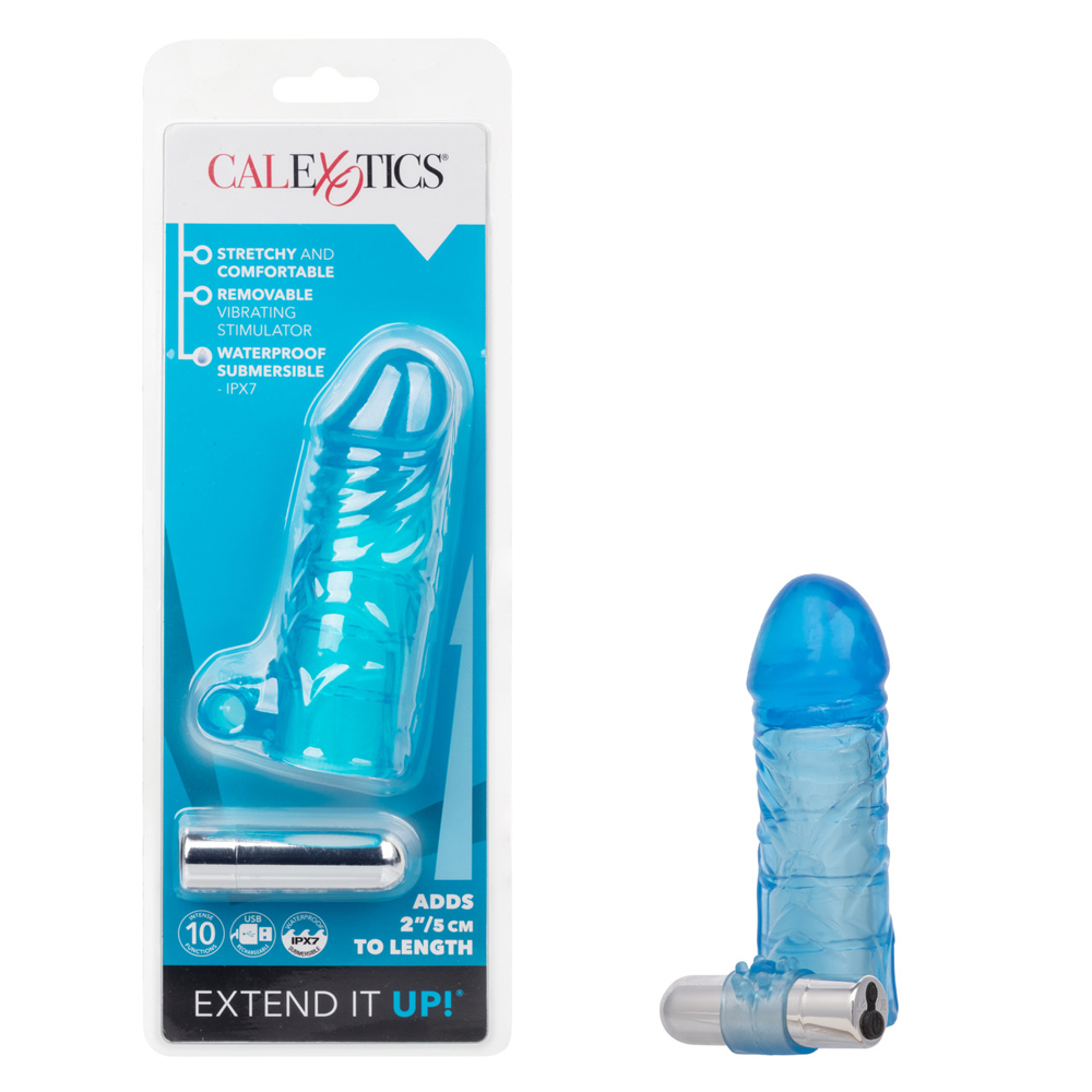 up extended it up vibrating extension sleeve blue rechargeable