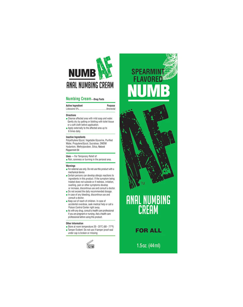 numb af spearmint flavored anal numb cream 1.5 oz (44 ml)