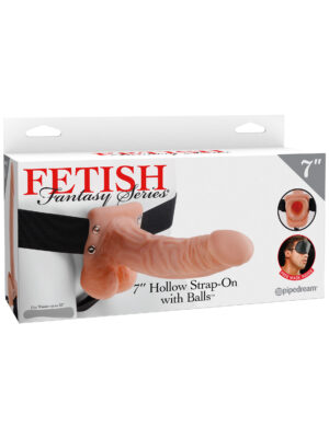 fetish fantasy series 7 inch hollow strap on with balls flesh