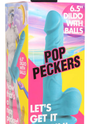 pop pecker 6.5 inch dildo with balls blue