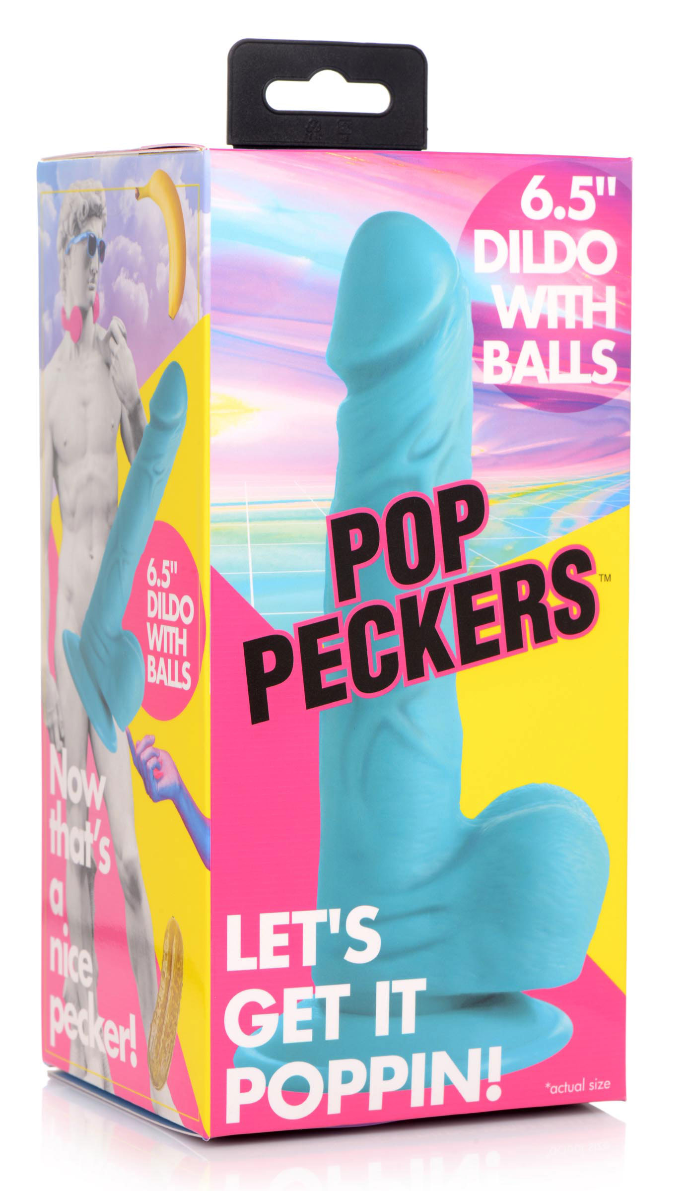pop pecker 6.5 inch dildo with balls blue