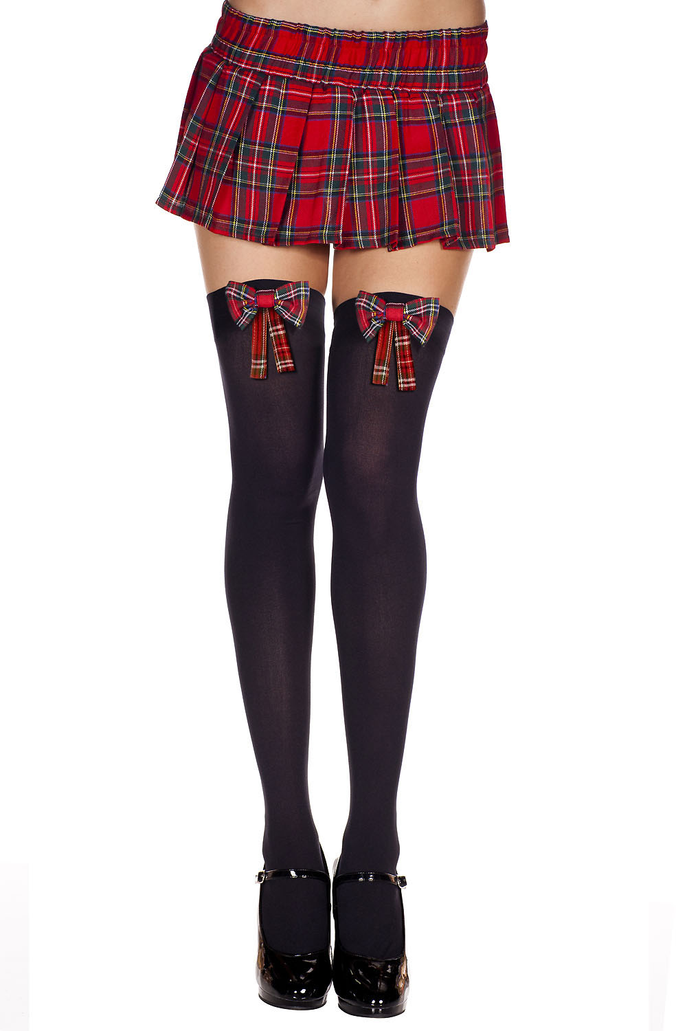 plaid bow thigh hi one size black / plaid plaid bow thigh hi one size black / plaid