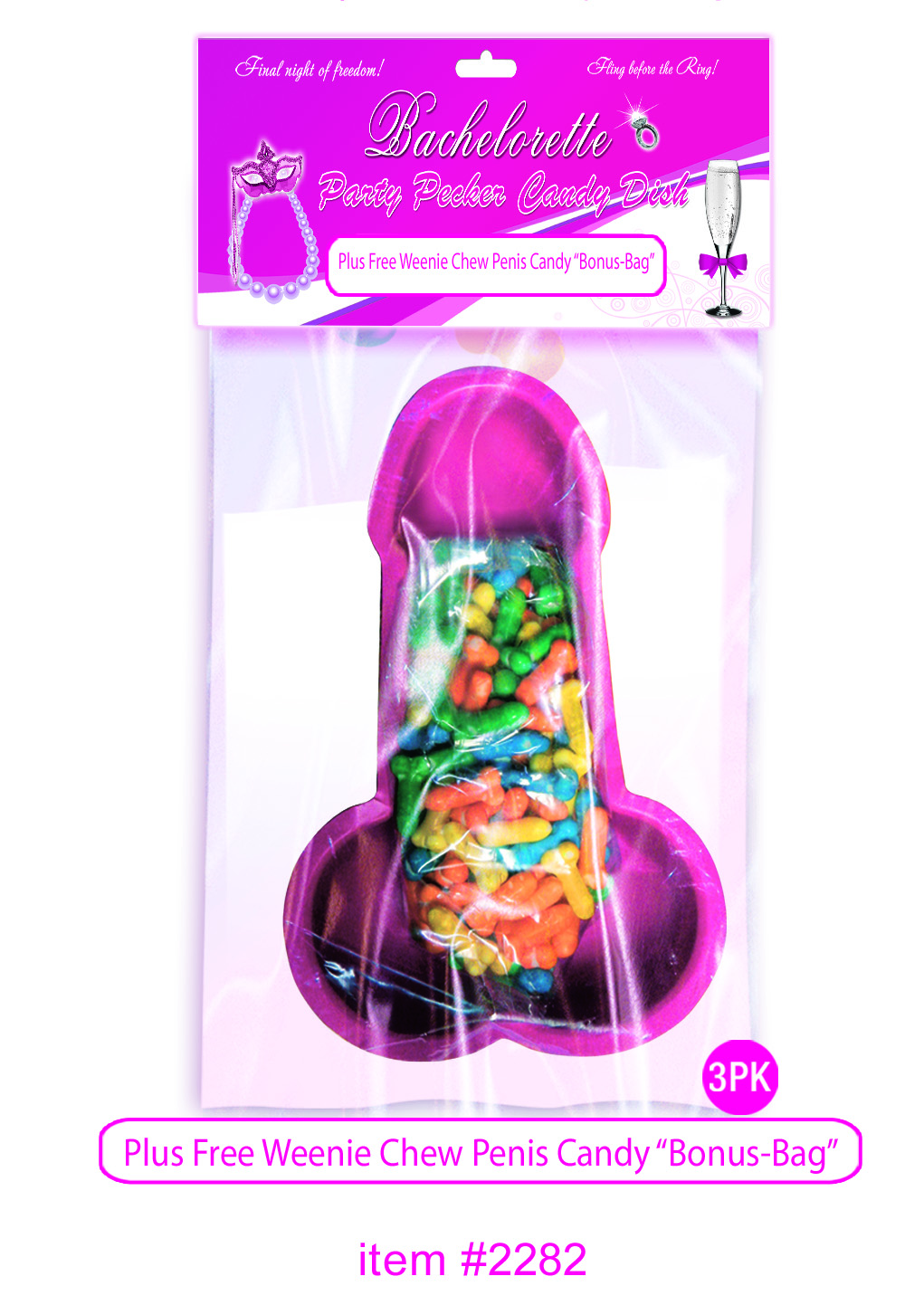 pecker party candy dish with candy