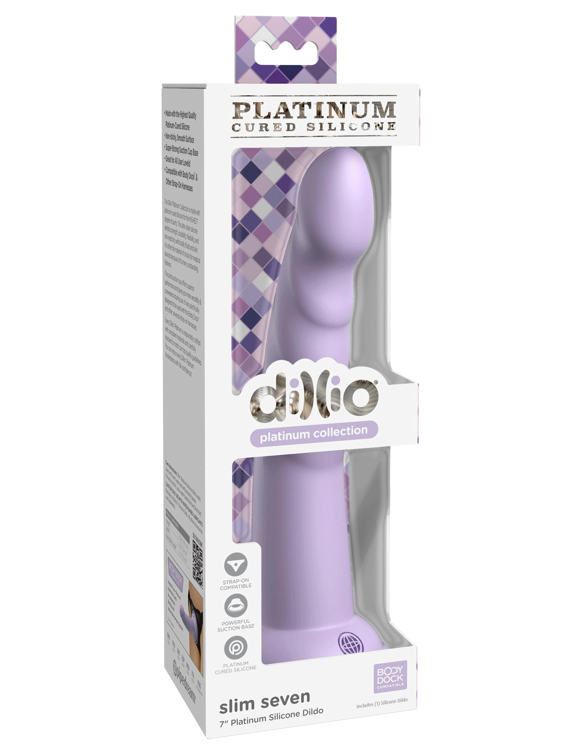 dillio platinum slim seven 7 inch dildo purple