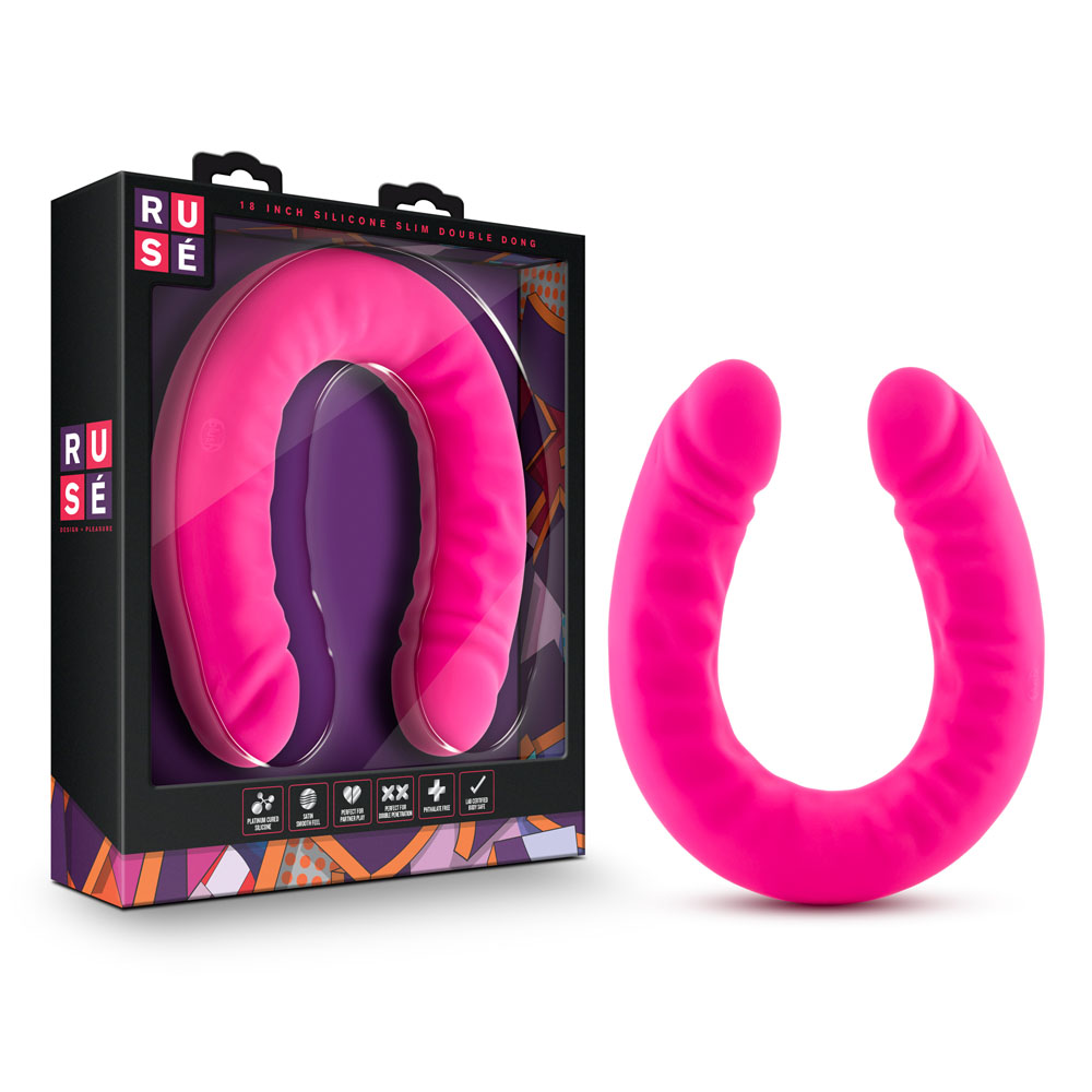 ruse 18 inch silicone slim double dong hot pink ruse 18 inch silicone slim double dong hot pink