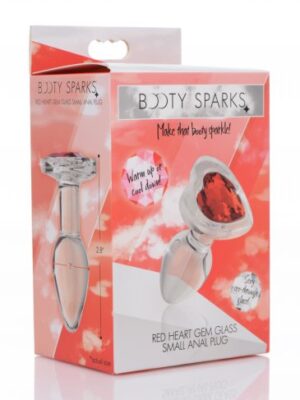 red heart gem glass anal plug small