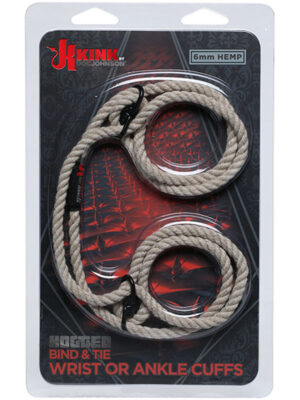 kink hogtied bind & tie 6mm hemp wrist or ankle cuffs natural