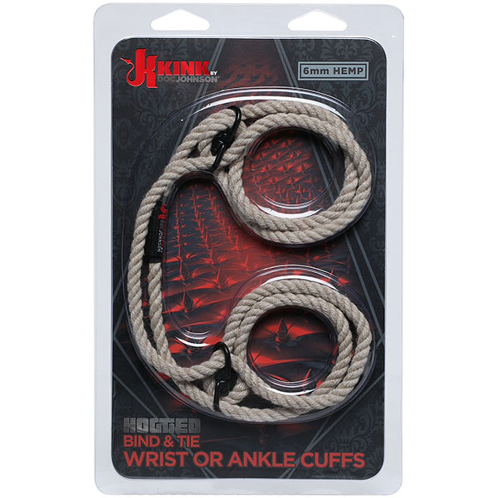 kink hogtied bind & tie 6mm hemp wrist or ankle cuffs natural kink hogtied bind & tie 6mm hemp wrist or ankle cuffs natural