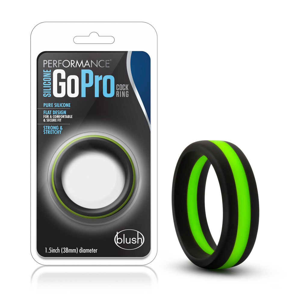 performance silicone go pro cock ring black/green/black performance silicone go pro cock ring black/green/black