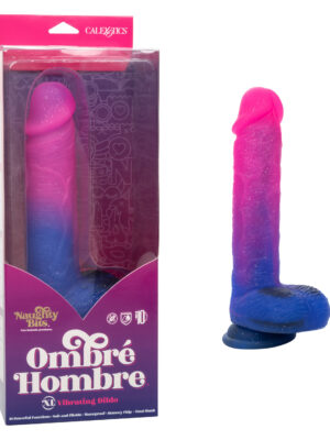 naughty bits ombre hombre xl vibrating dildo pink/purple