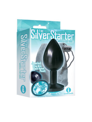the 9's the silver starter anodized bejeweled stainless steel plug aqua