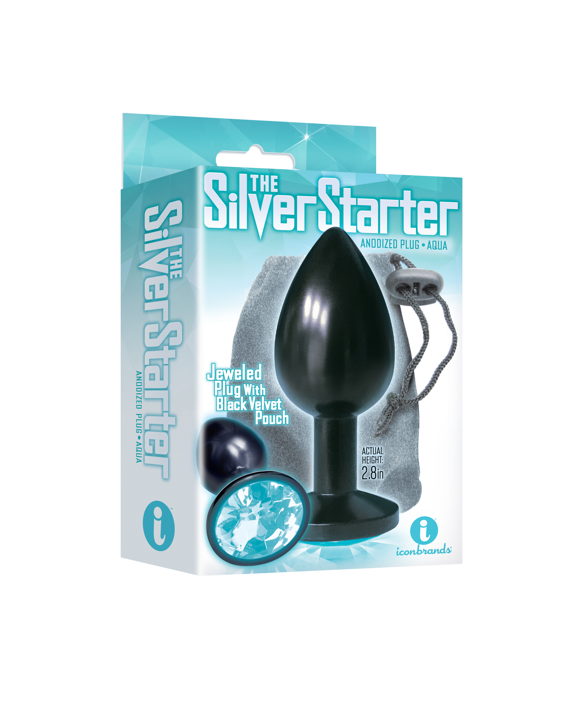 the 9's the silver starter anodized bejeweled stainless steel plug aqua the 9's the silver starter anodized bejeweled stainless steel plug aqua
